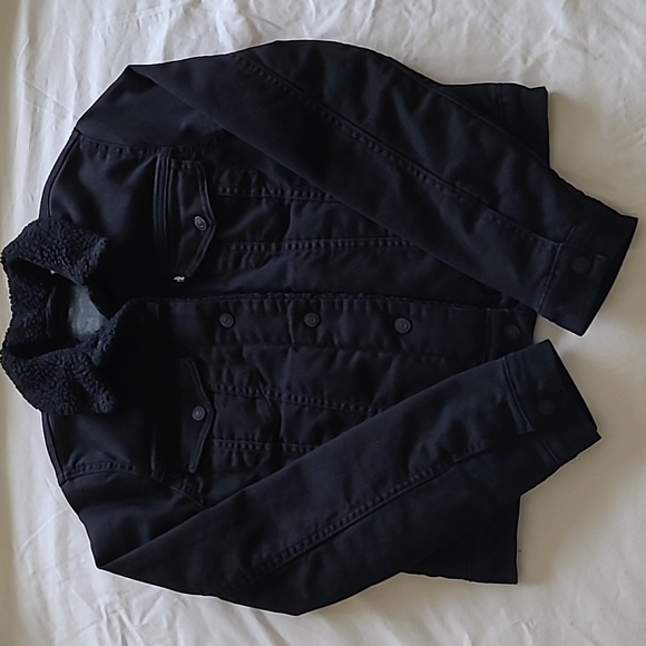 Levi's Original Black on Black Sherpa-Lined Classic Denim Trucker Jacket Size S - Picture 16 of 16